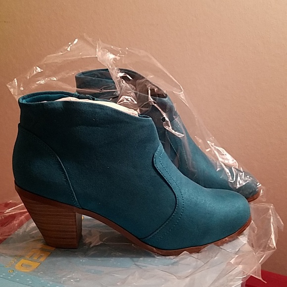 teal ankle booties